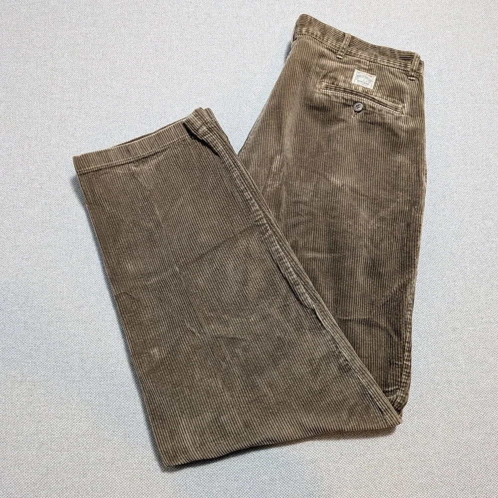 Polo Ralph Lauren Cords Mens Pants Brown 36x32 VTG Corduroy Classic Pleated